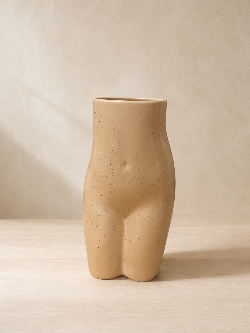 Sculptural Female Torso Vase in Tan